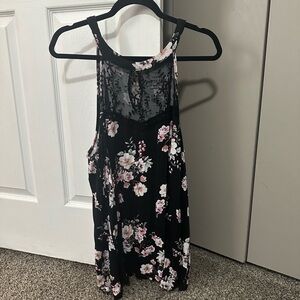 Floral Black Sleeveless Top